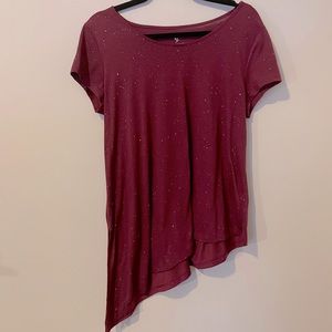 Juicy Couture Glitter Asymmetrical Short Sleeved Tee Shirt